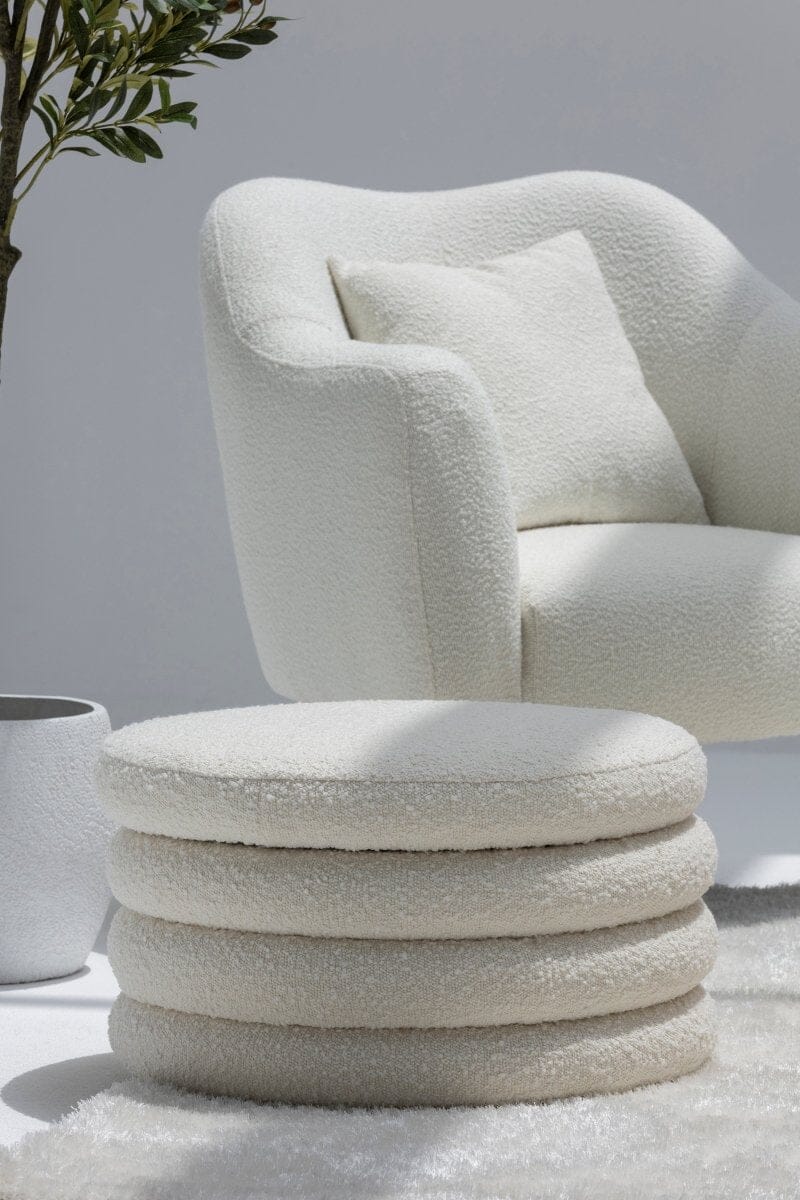 Large Layered Boucle Pouf Ottoman Homekode