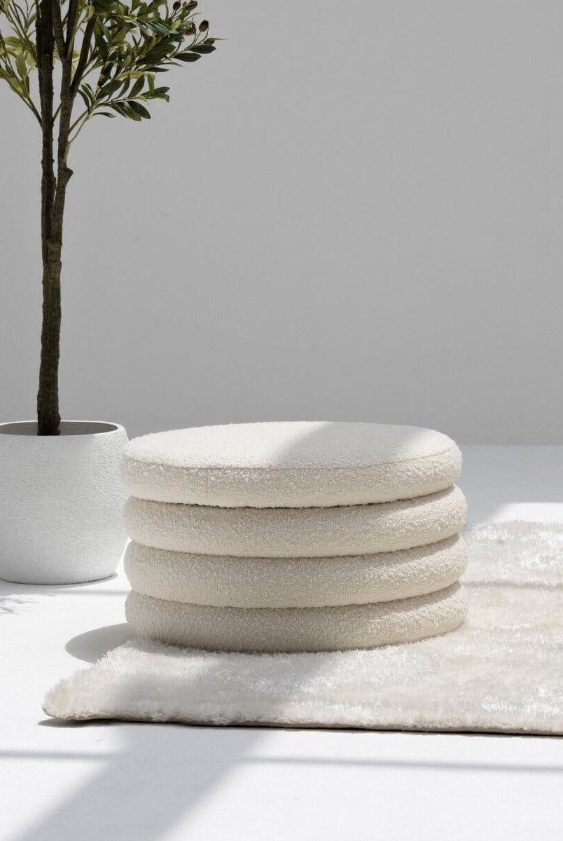Sevil Layered Boucle Pouf Ottoman