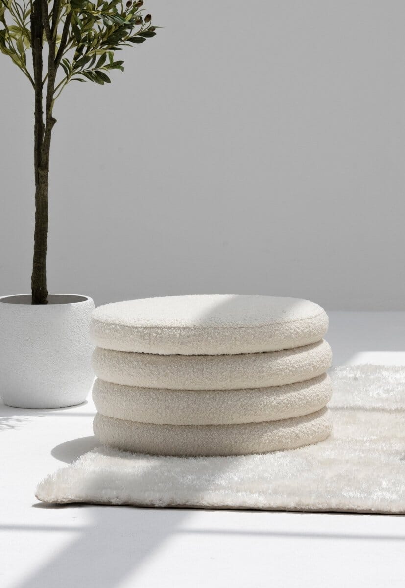 Sevil Layered Boucle Pouf Ottoman