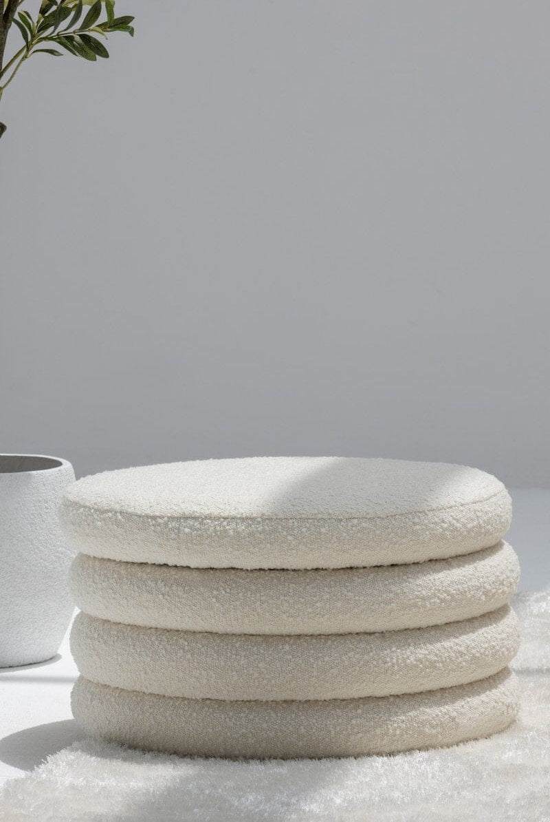 Large Layered Boucle Pouf Ottoman Homekode