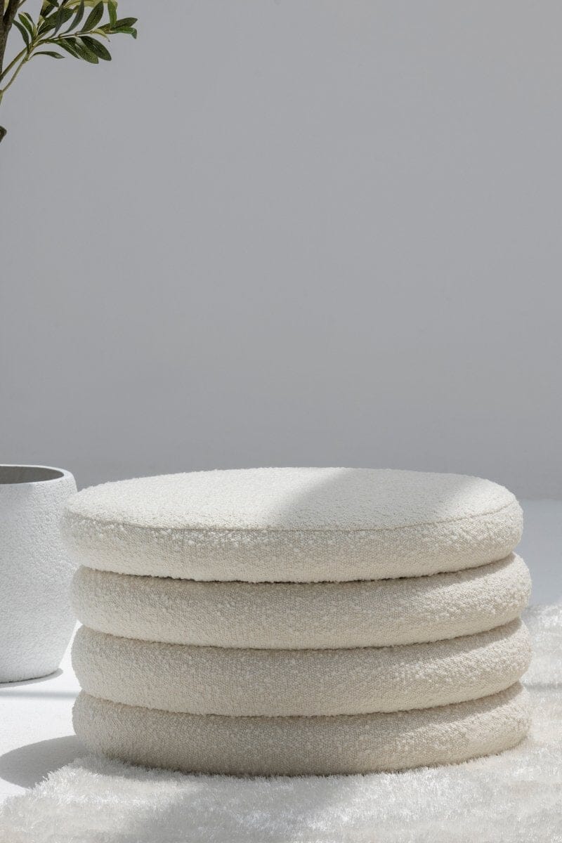 Large Layered Boucle Pouf Ottoman Homekode