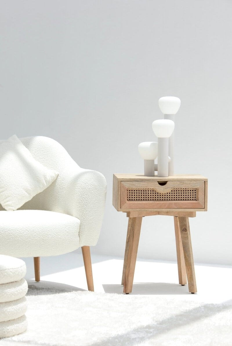 Zan Rattan Bedside Table