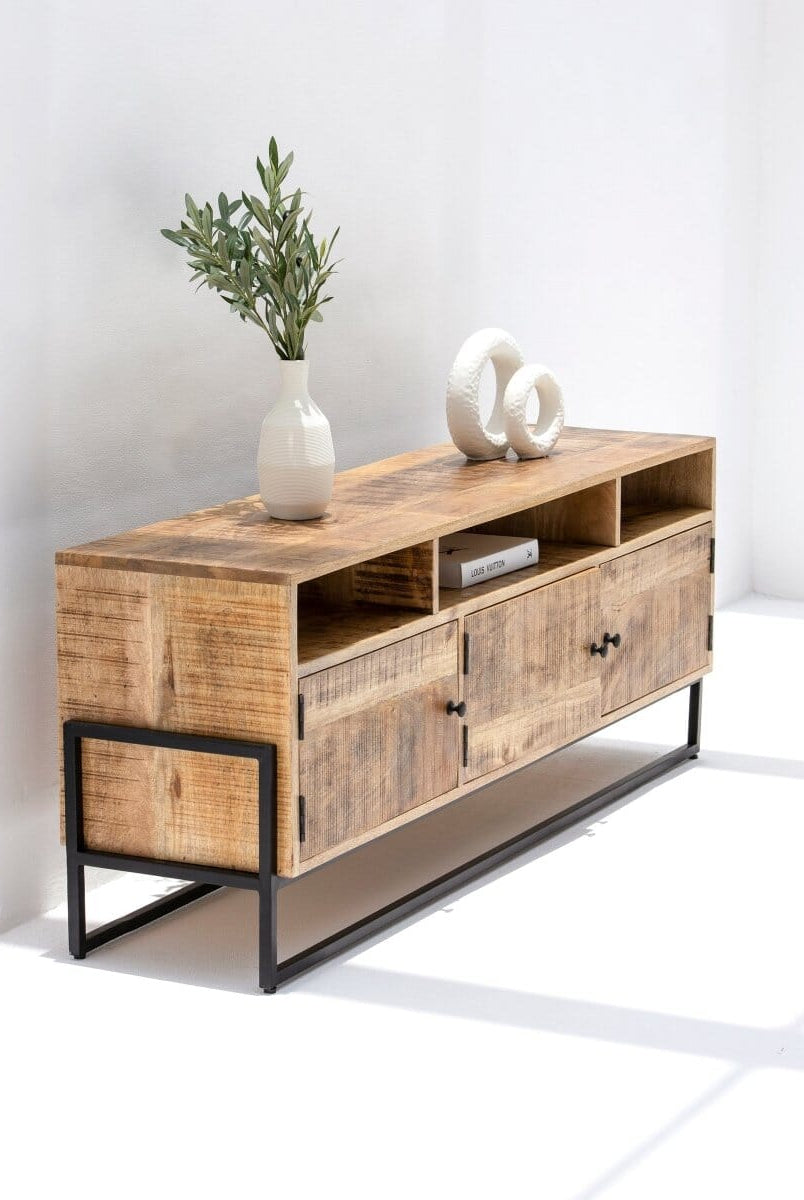 Kinsley Wooden Industrial Media Console Homekode