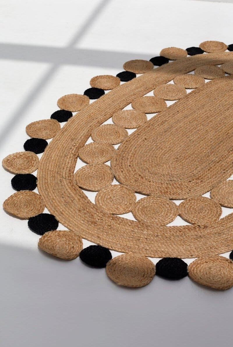 Circles of Serenity - Oval Jute Rug (140x200 CM) Braided -- Braided Rug