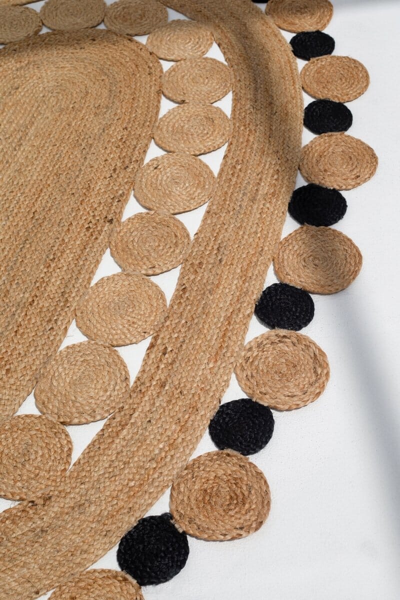 Circles of Serenity - Oval Jute Rug (140x200 CM) Braided -- Braided Rug