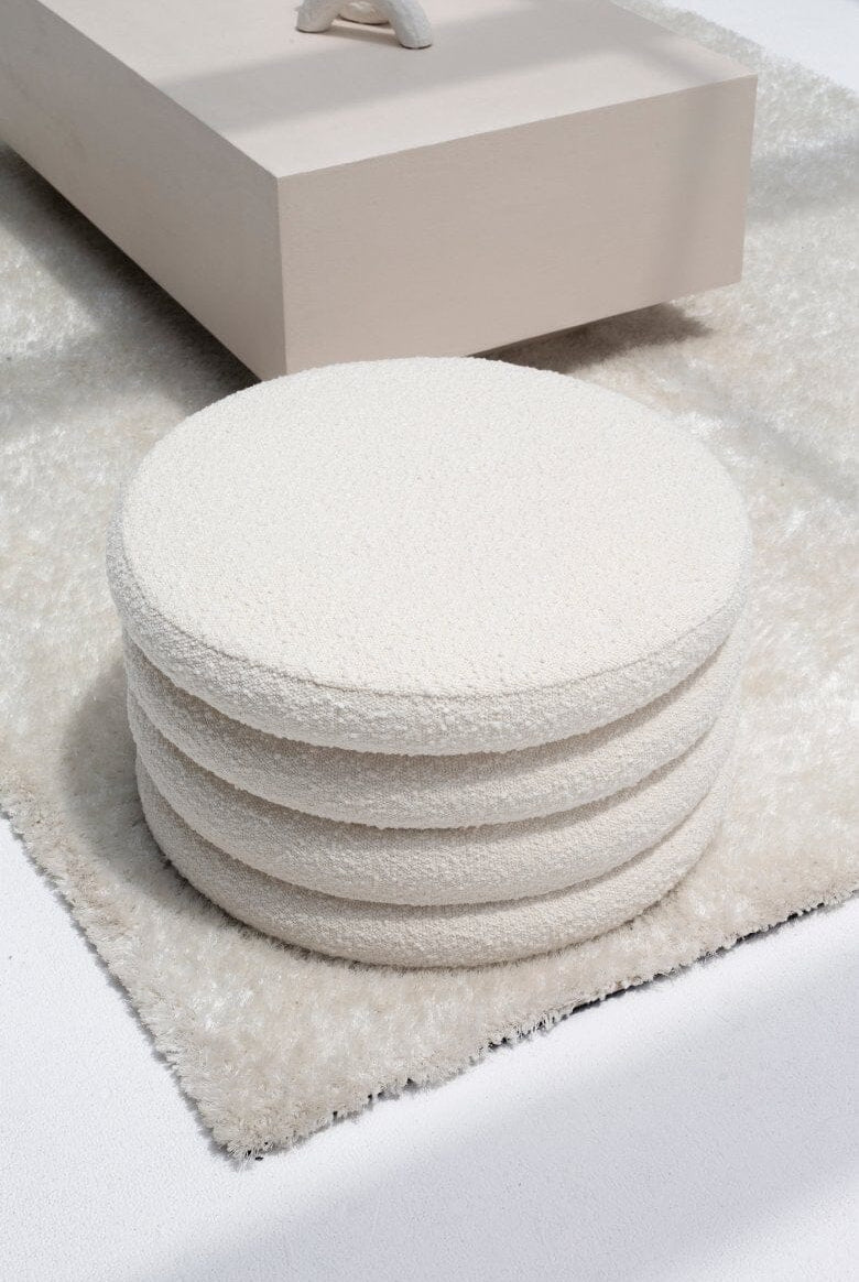 Large Layered Boucle Pouf Ottoman Homekode
