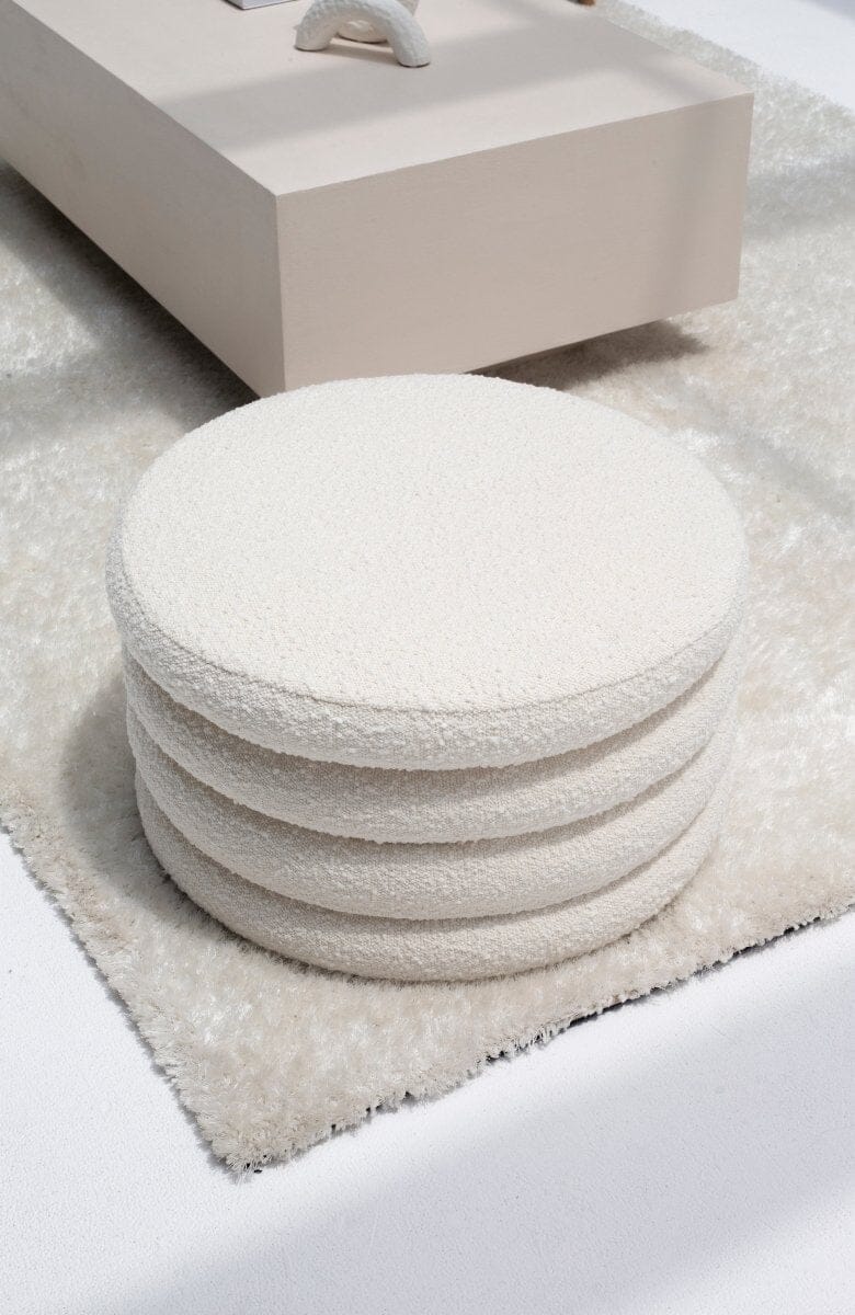 Large Layered Boucle Pouf Ottoman Homekode