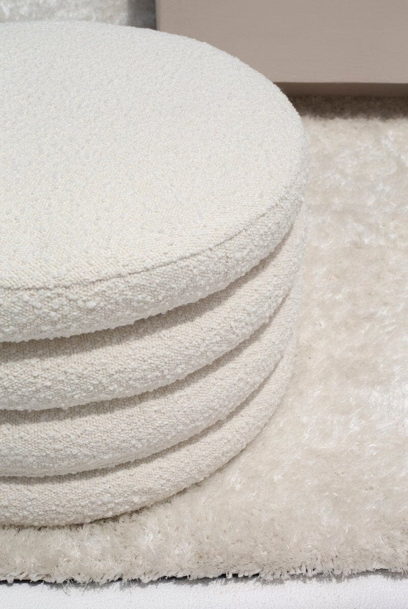 Large Layered Boucle Pouf Ottoman Homekode