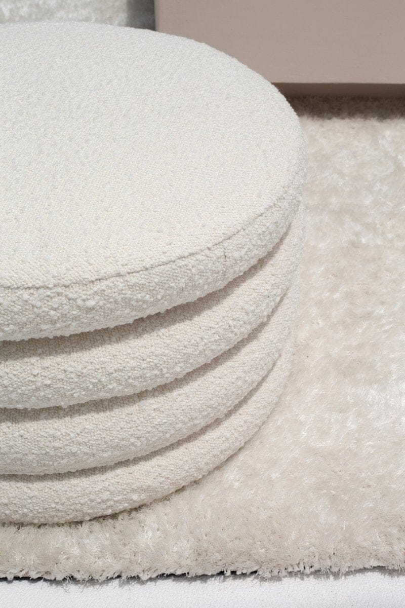 Large Layered Boucle Pouf Ottoman Homekode