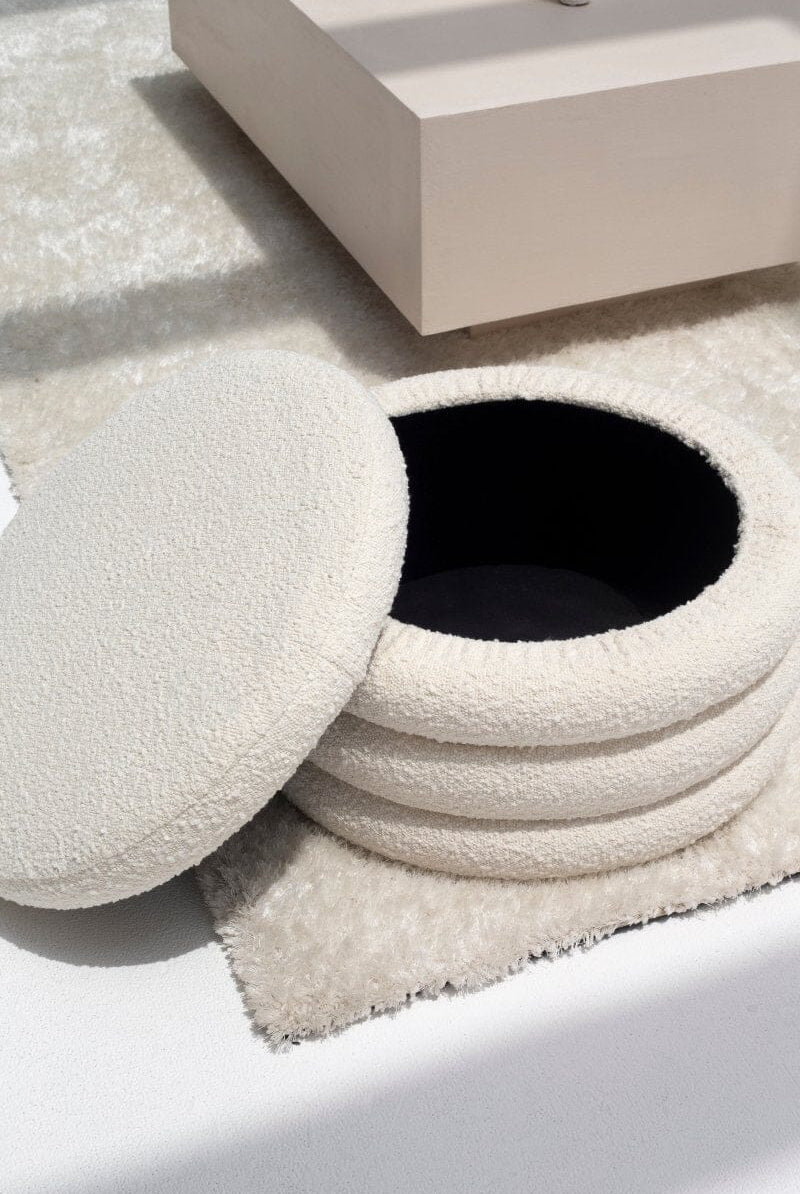 Large Layered Boucle Pouf Ottoman Homekode
