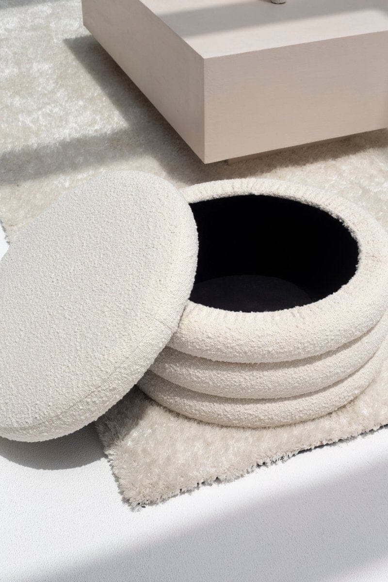 Large Layered Boucle Pouf Ottoman Homekode