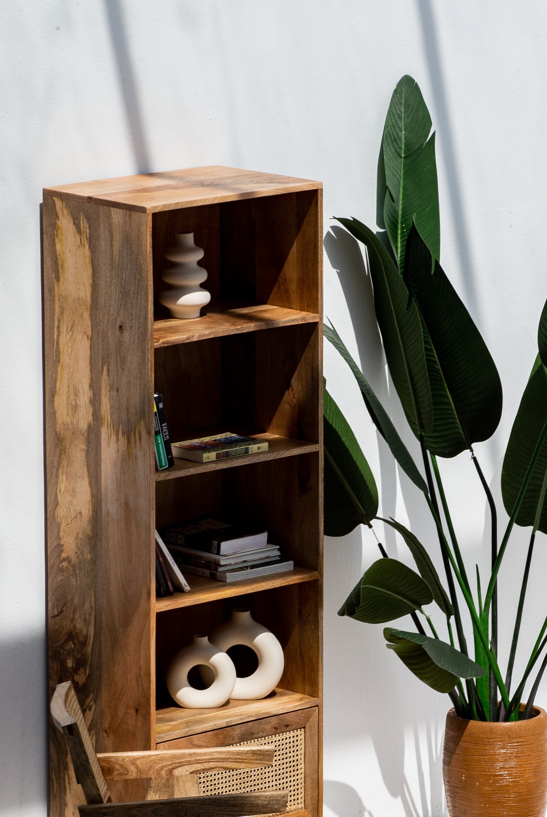 Rattan Mango Wood Bookcase/Shelves Homekode