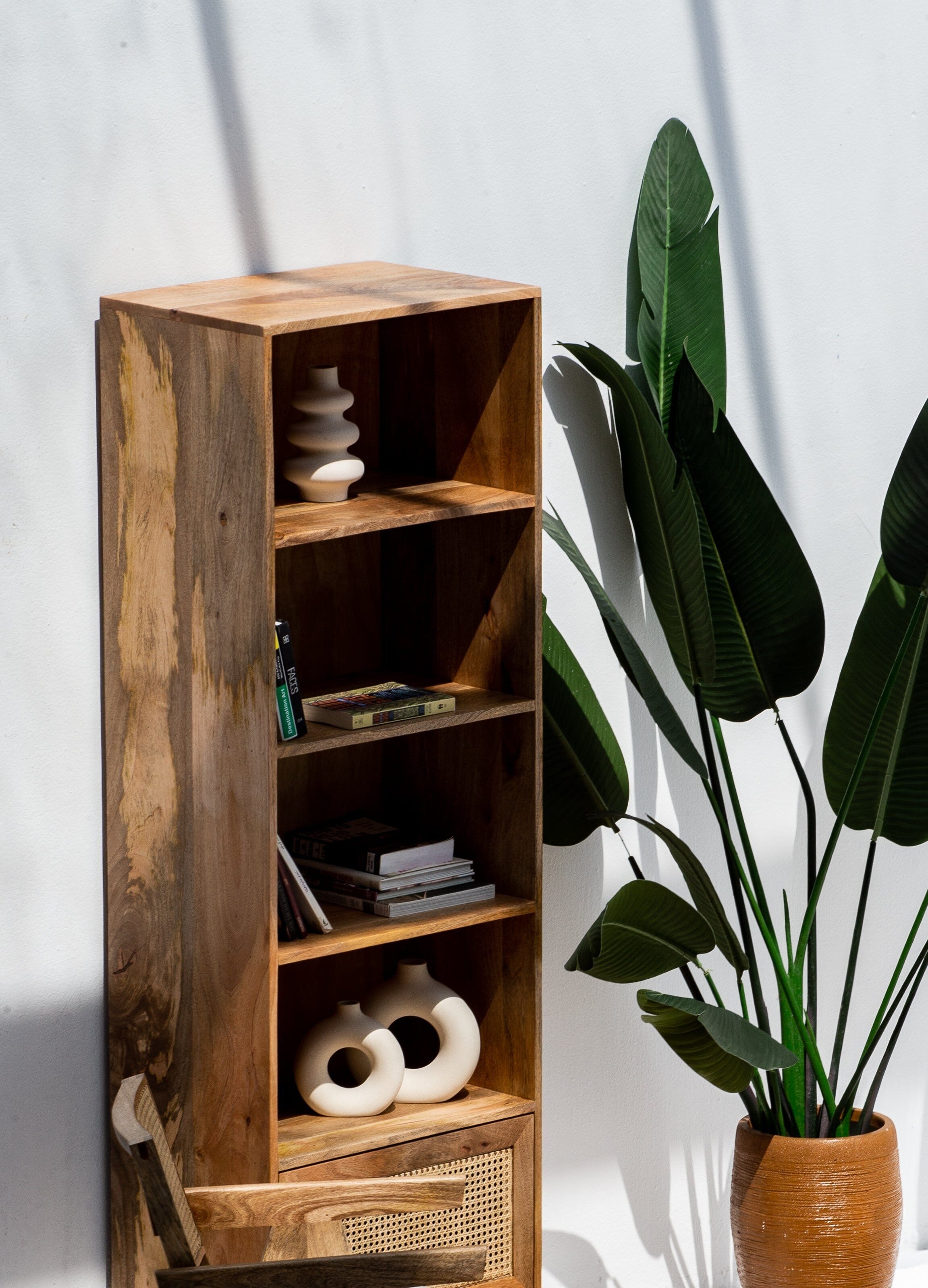Rattan Mango Wood Bookcase/Shelves Homekode