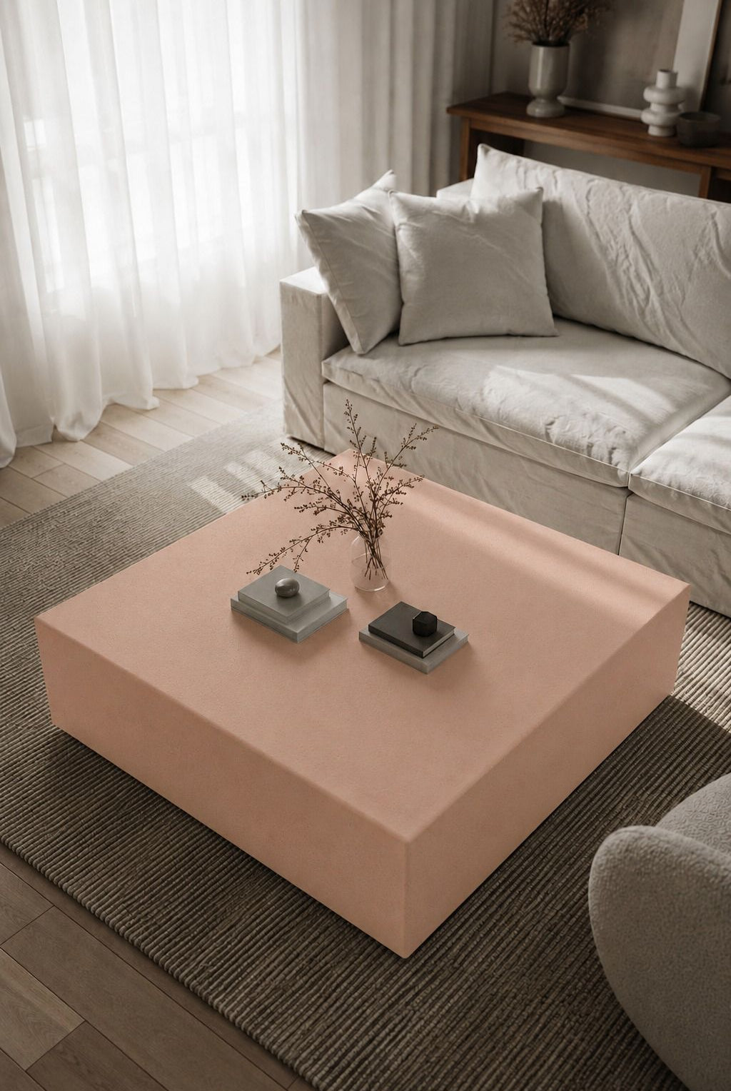 Felicity Blush Pink Microconcrete Coffee Table