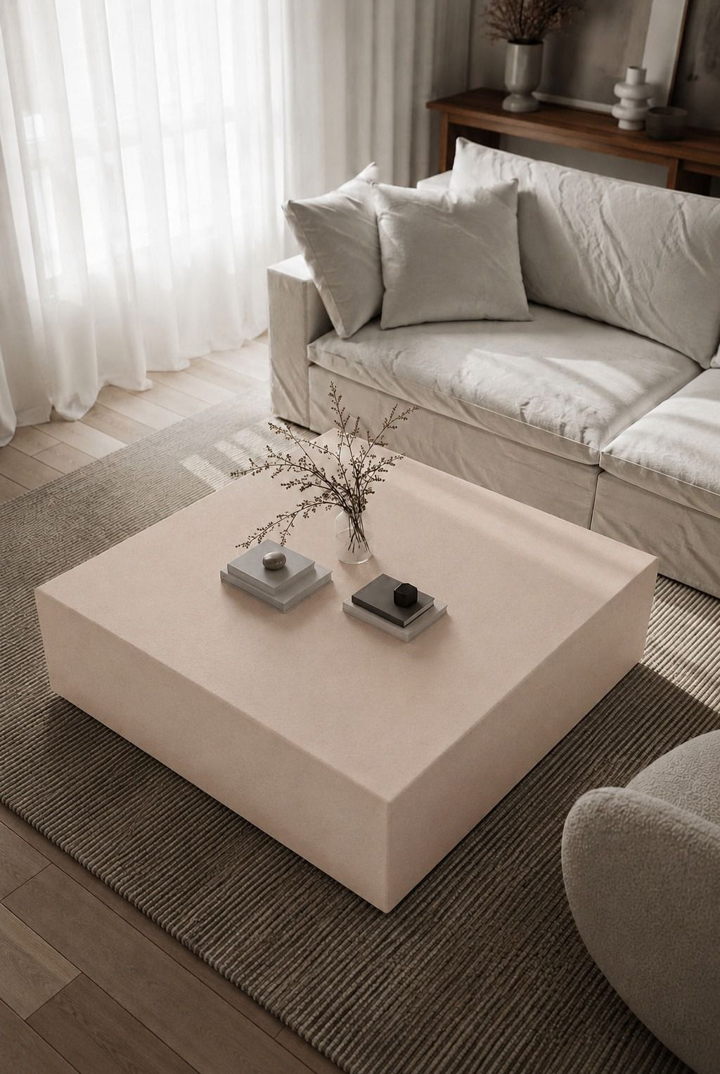 Felicity Ivory Cream Microconcrete Coffee Table