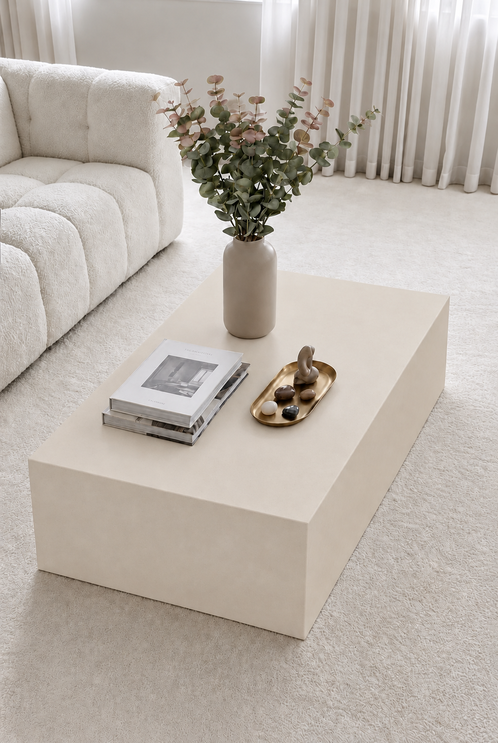 Felicity Light Beige Microconcrete Coffee Table