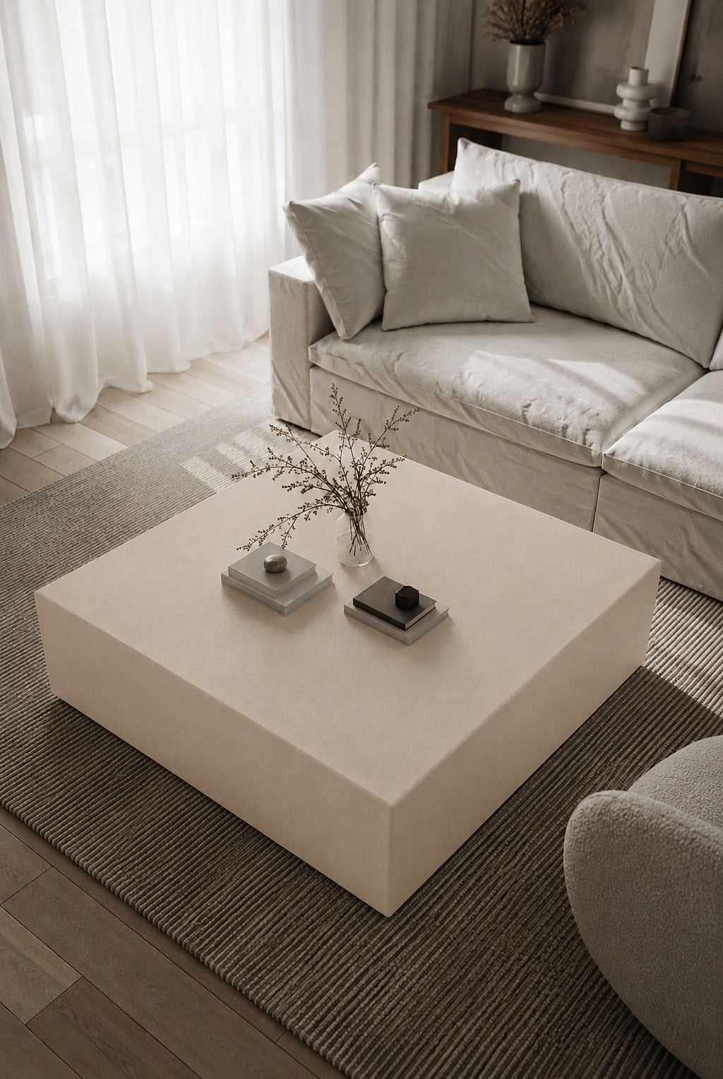 Felicity Light Beige Microconcrete Coffee Table