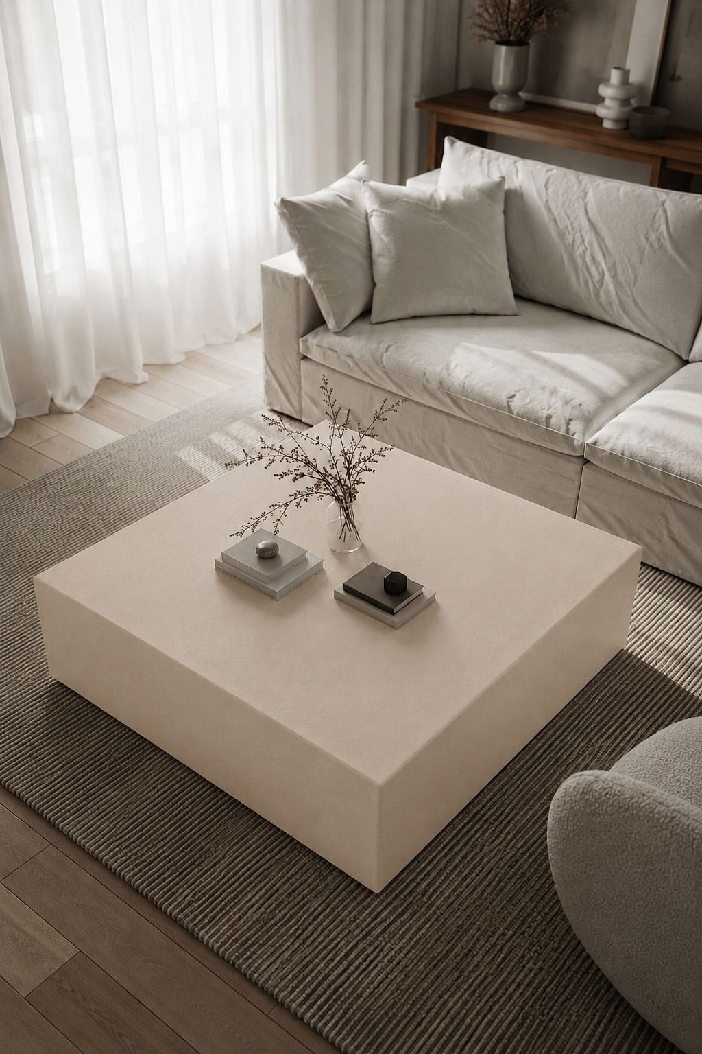 Felicity Light Beige Microconcrete Coffee Table
