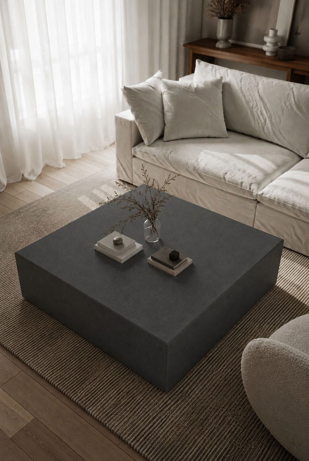 Felicity Midnight Grey Microconcrete Coffee Table