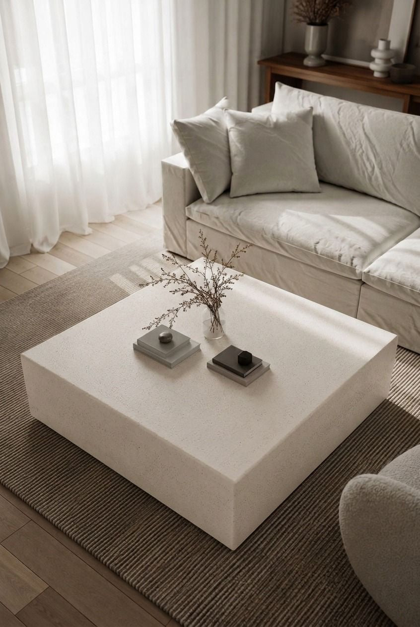 Felicity Off White Speckled Microconcrete Square Coffee Table