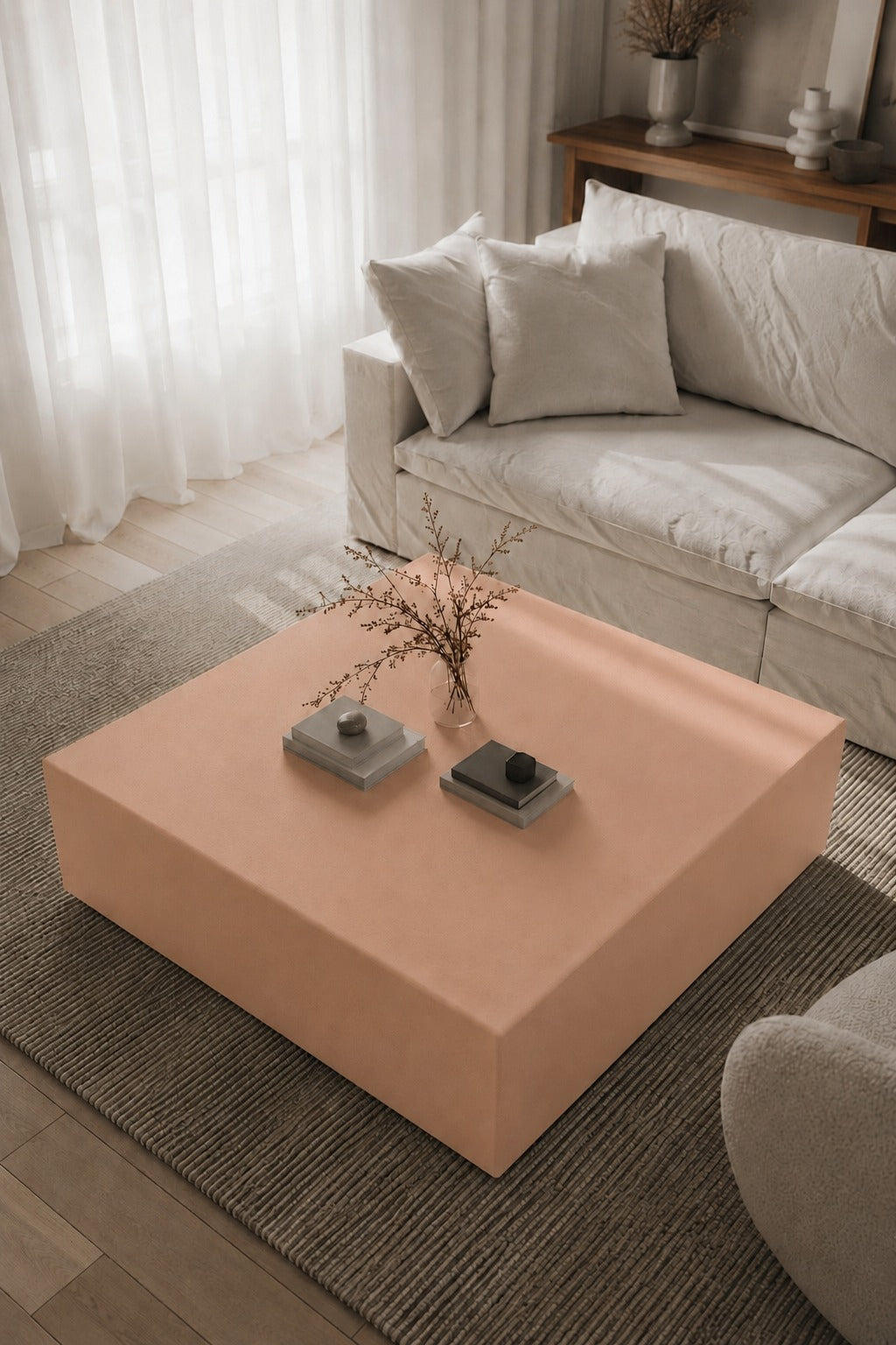 Felicity Peach Microconcrete Square Coffee Table