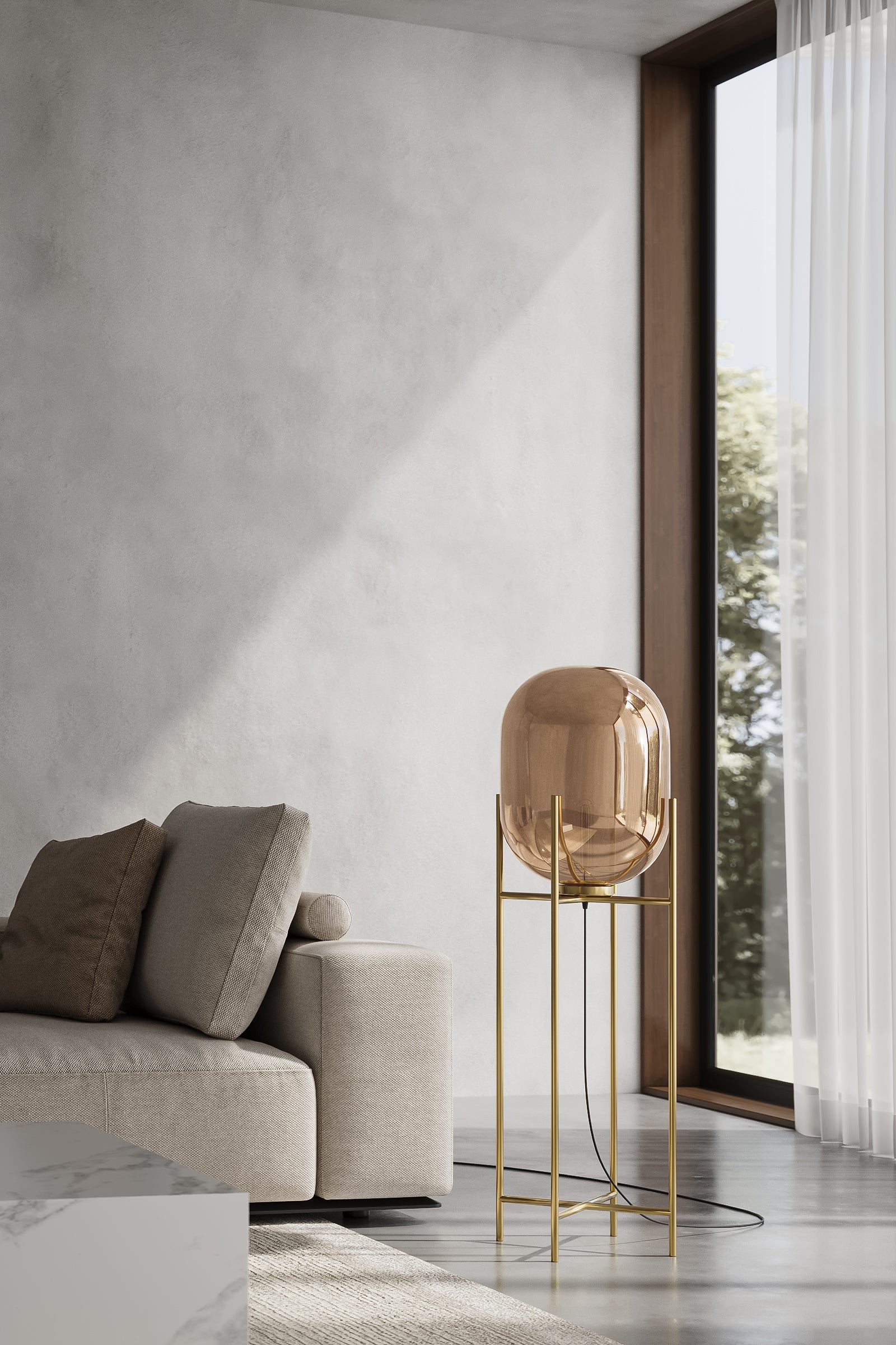 Nerina Gold Glass Capsule Floor Lamp