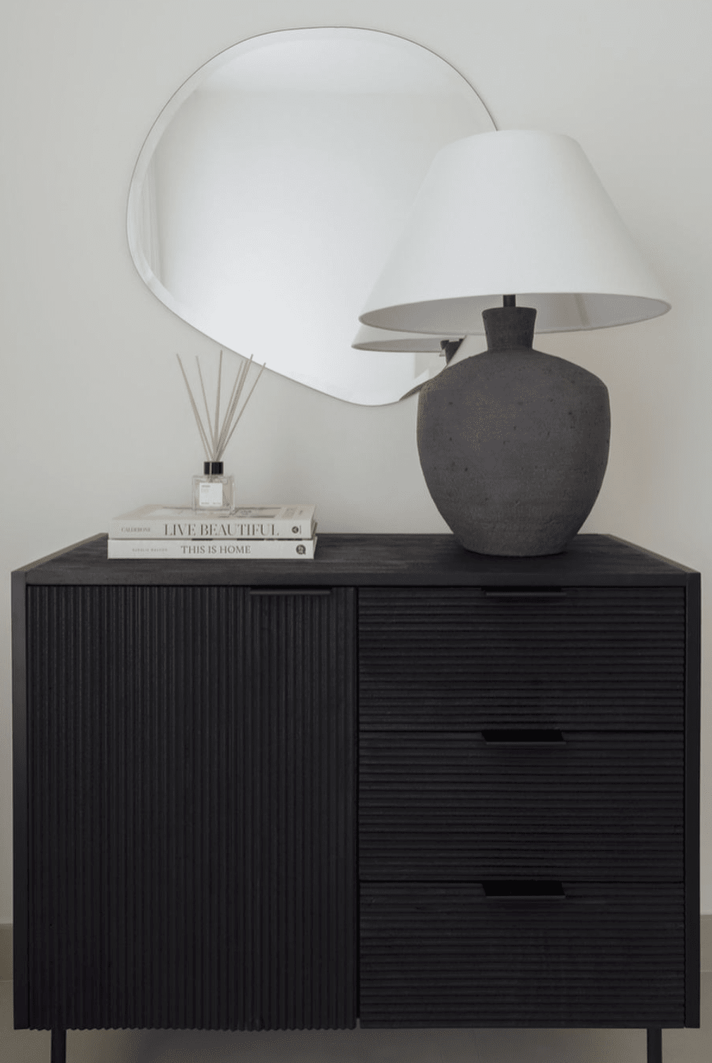 Black 3 Drawers & 1 Door Sideboard