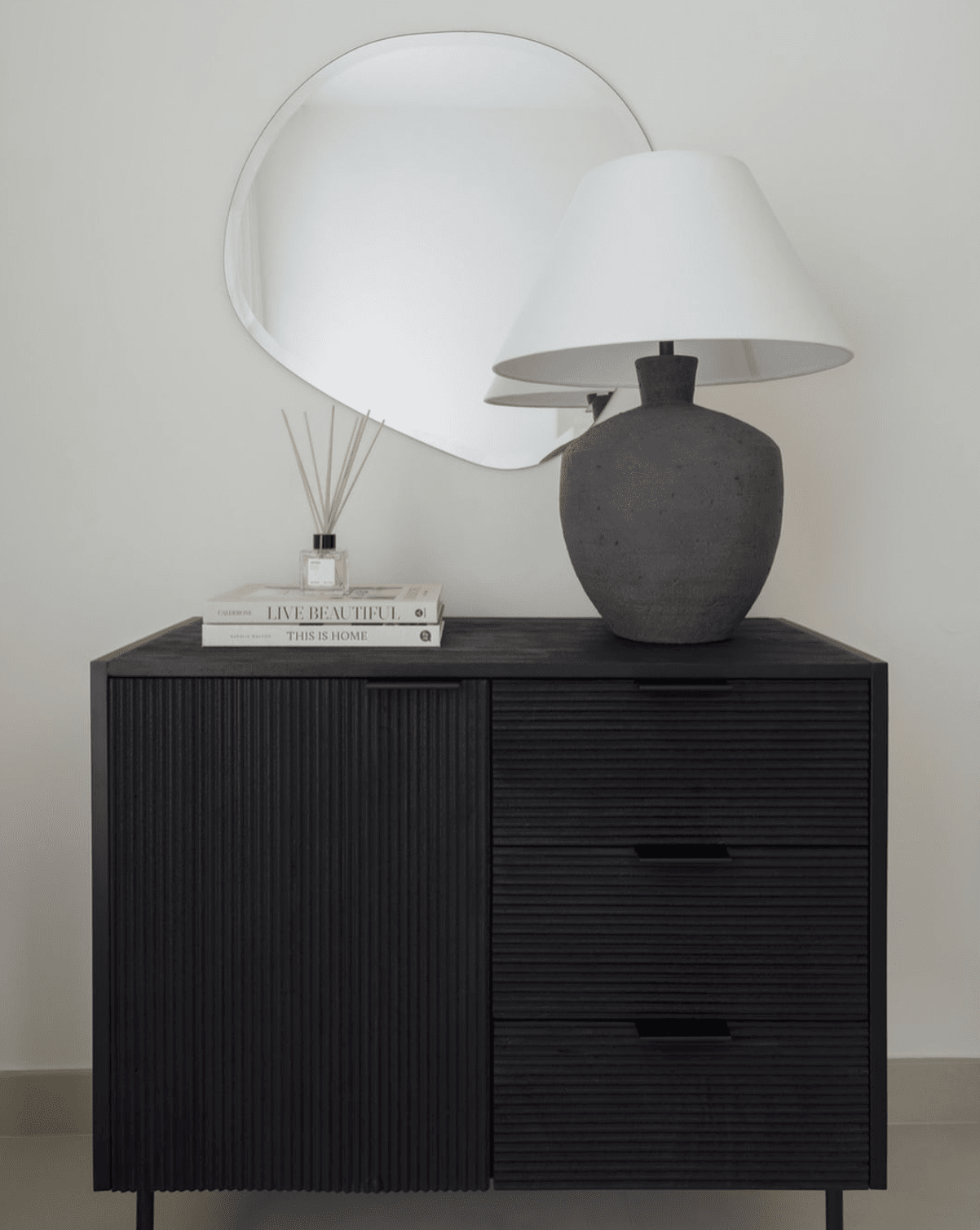 Black 3 Drawers & 1 Door Sideboard