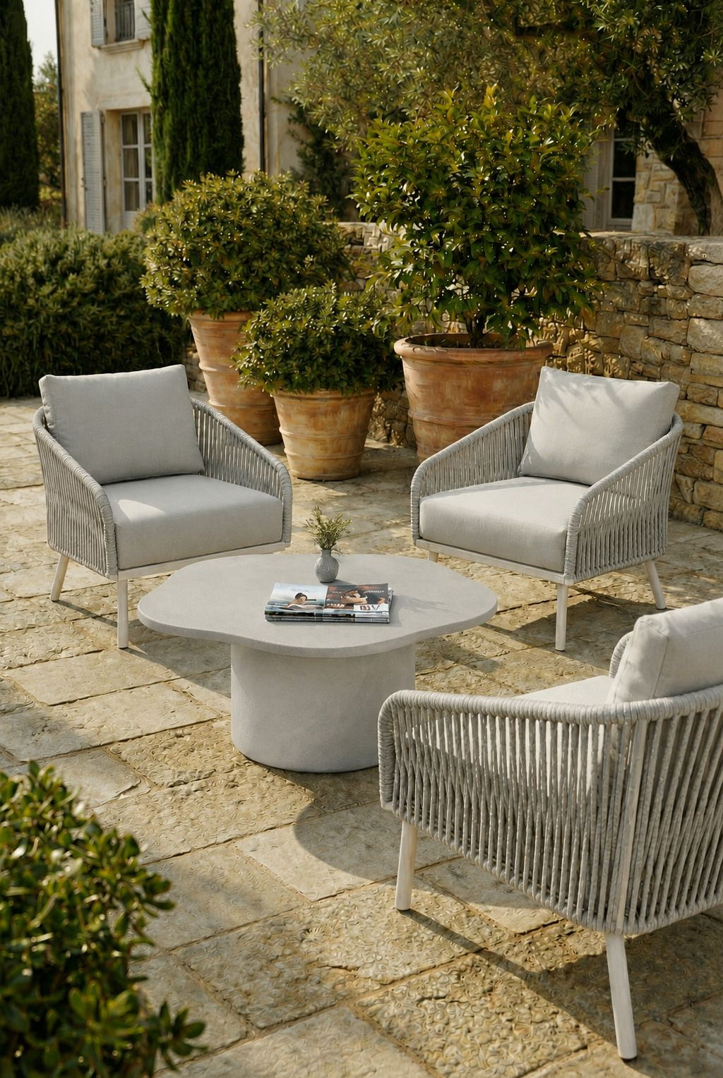 Harlowe Light Grey Microconcrete Irregular Outdoor Coffee Table