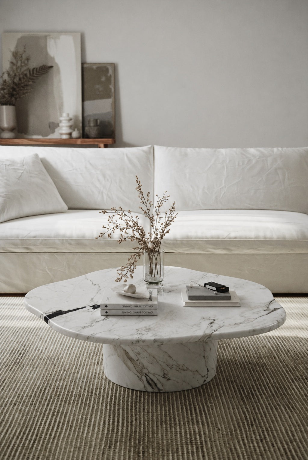 Harlowe Viola White Marble Irregular Top Coffee Table