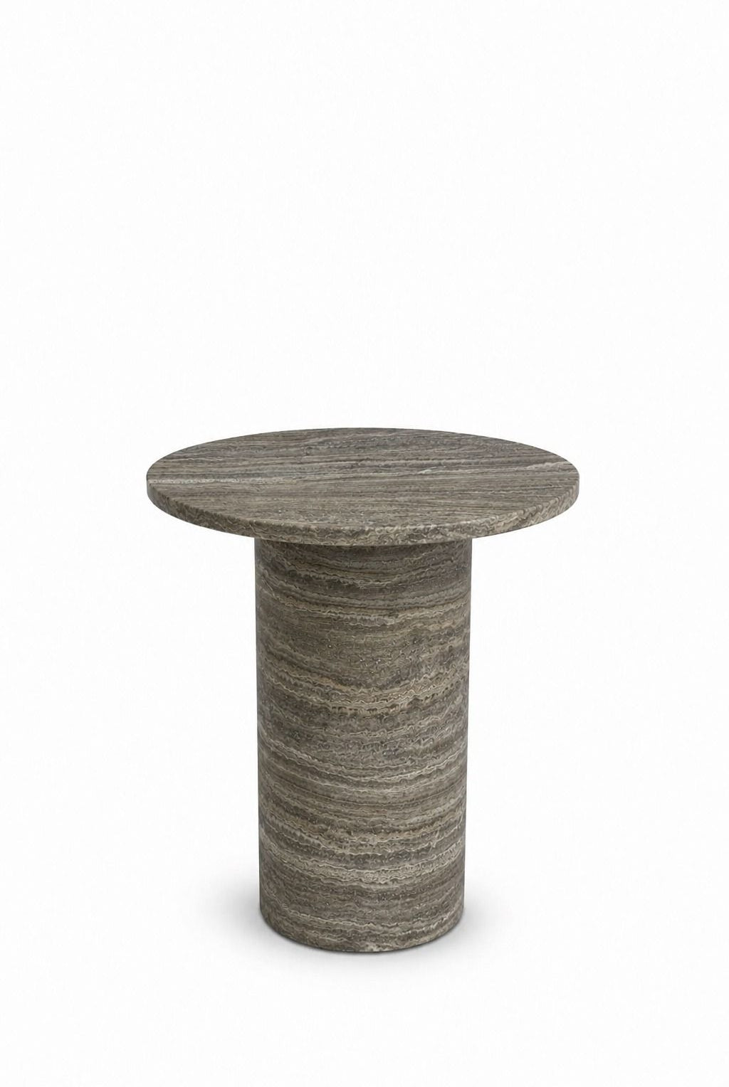Harriet Grey Travertine Marble Side Table