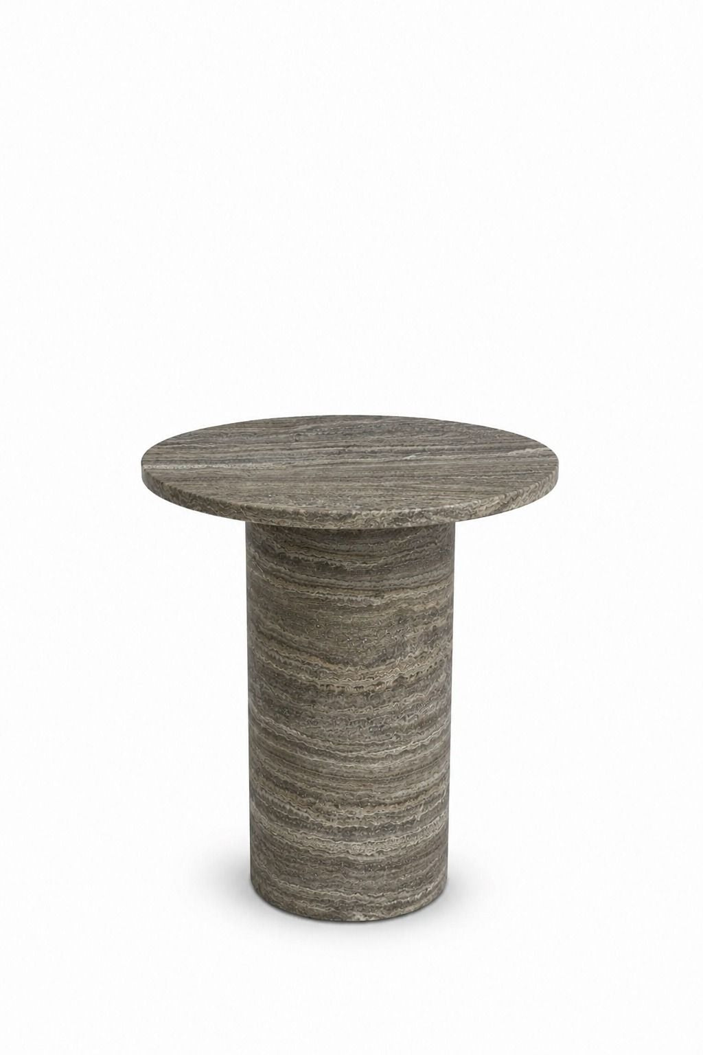 Harriet Grey Travertine Marble Side Table