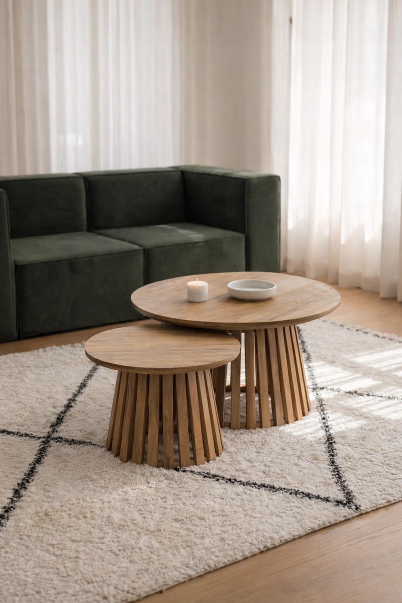 Harrison Nesting Round Wood Coffee Table Set Modern Style – Homekode