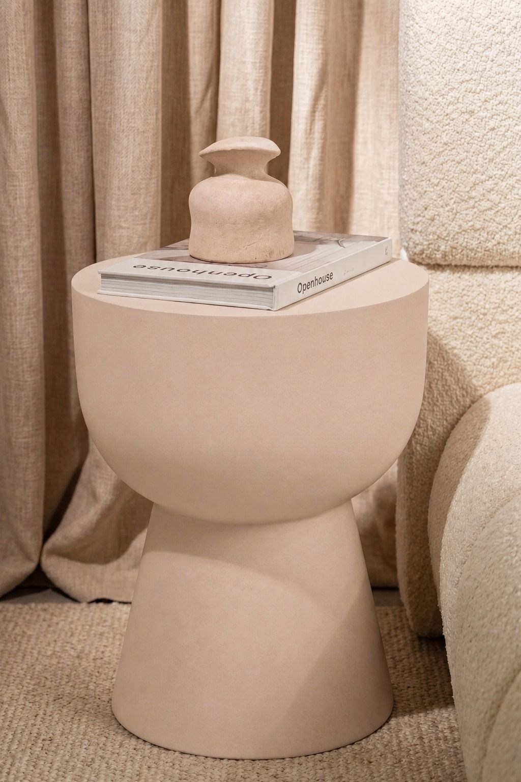 Hilary Ivory Cream Microconcrete Side Table