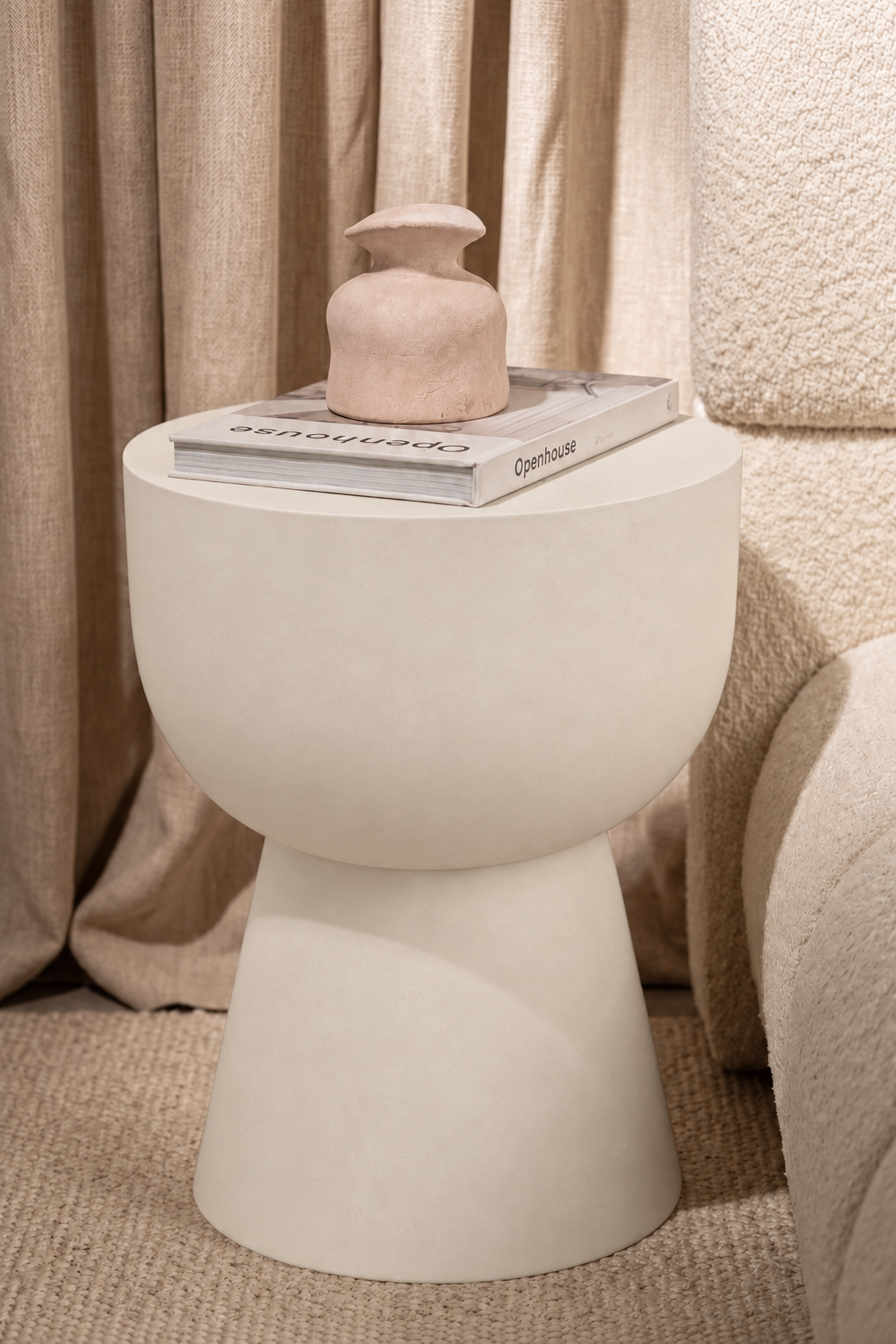 Hilary Light Beige Microconcrete Side Table