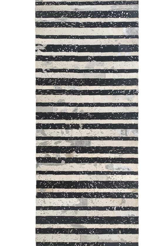 Monochrome Hallway Striped Leather Rug (2 Sizes)