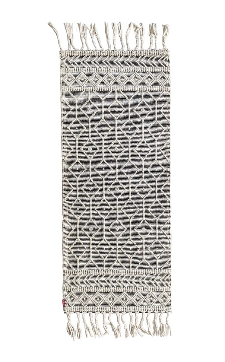 Natural White & Black Woven Rug (200x80 CM)