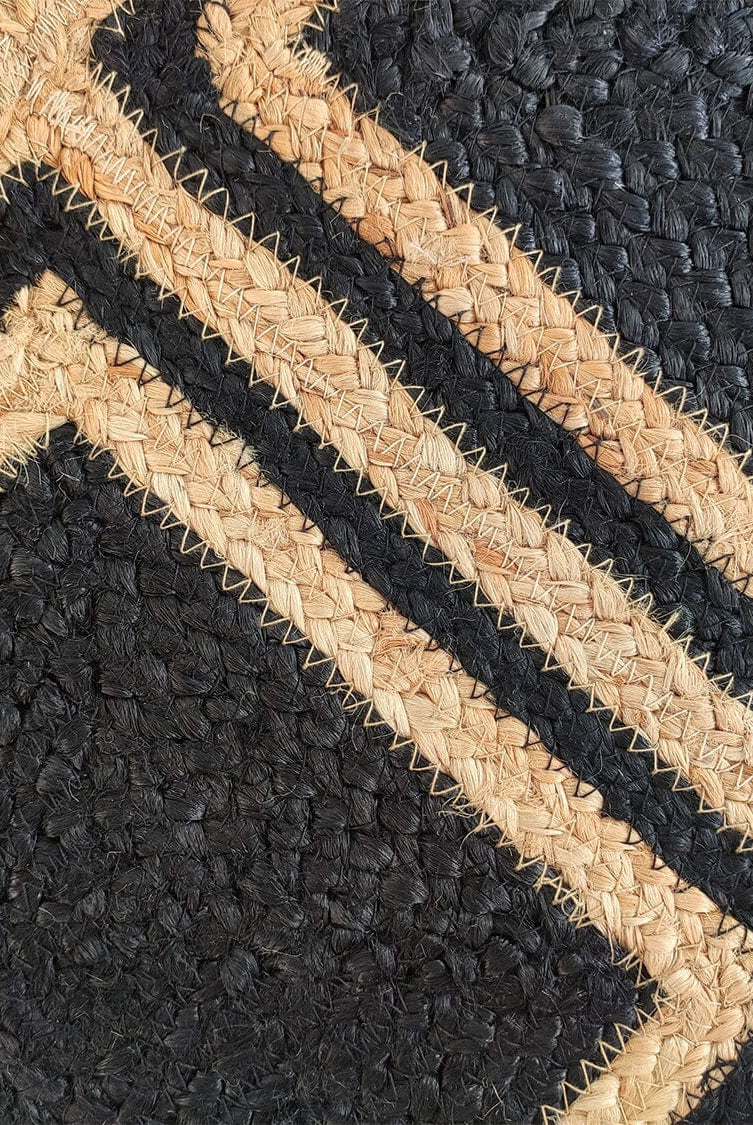 Lozenge Chic - Black & Beige Braided Jute Rug (2 Sizes)