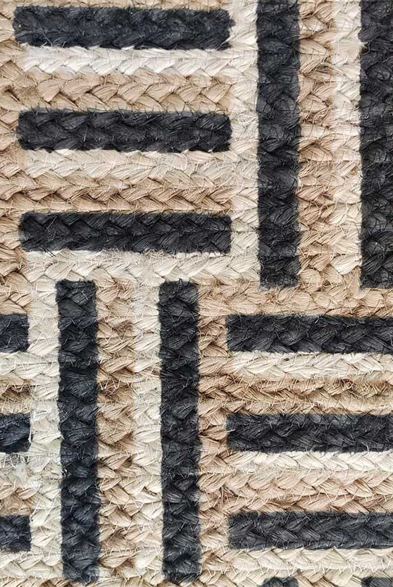 Vestibule - Hallway Black & Bleach Jute Rug (80x200 CM)