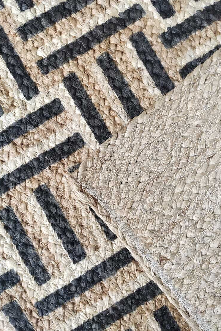 Vestibule - Hallway Black & Bleach Jute Rug (80x200 CM)