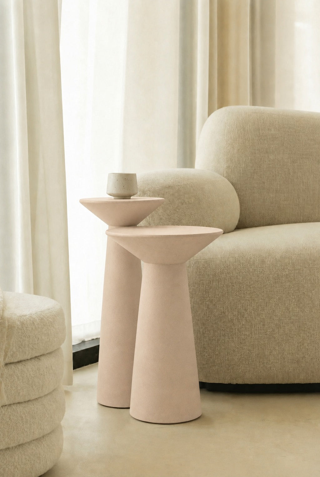 Jace Ivory Cream Microconcrete Side Table