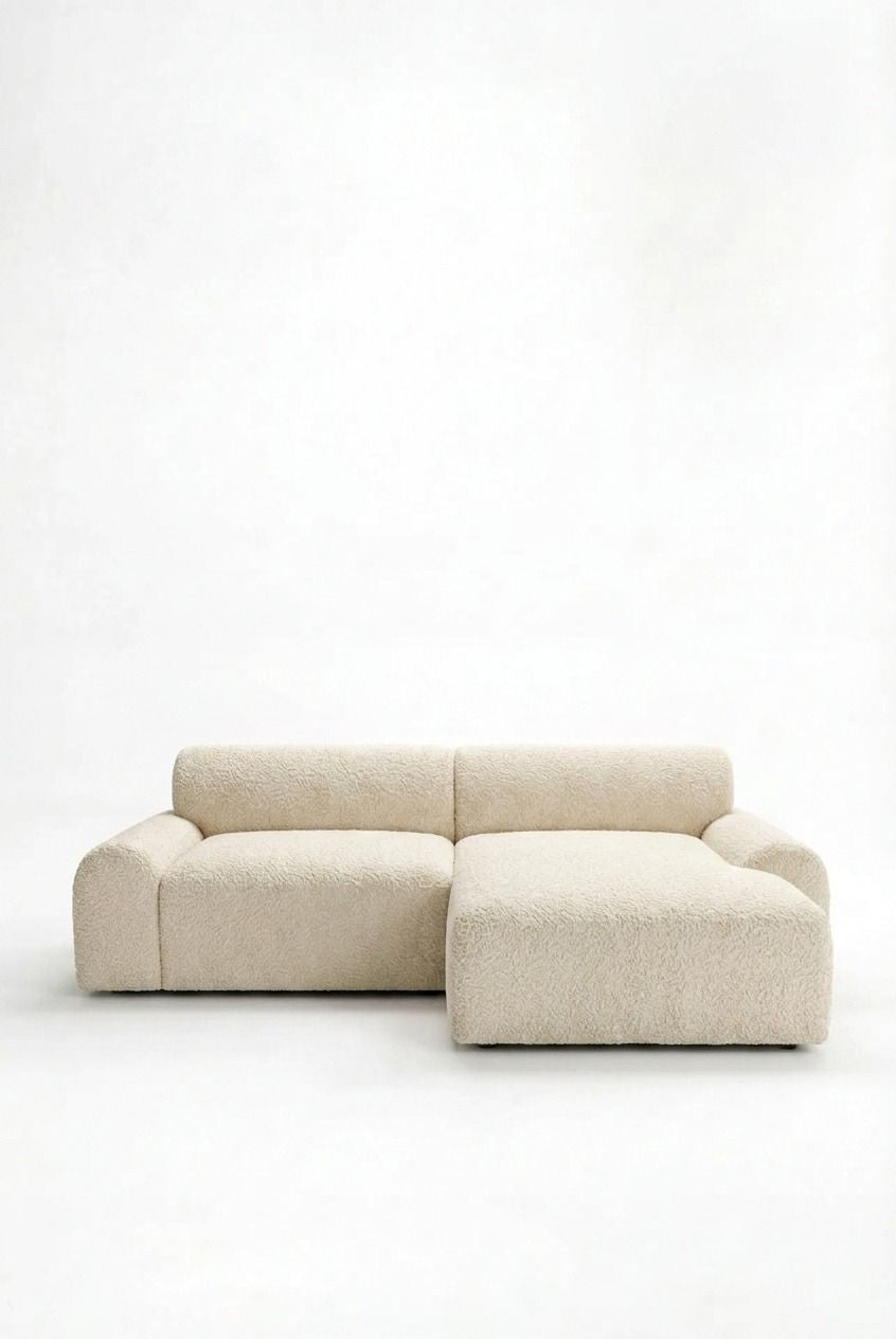 Kallia Cream Boucle 2 Seater Chaise Sofa