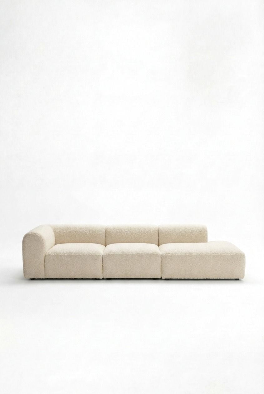 Kallia Cream Boucle 3 Seater Modular Chaise Sofa