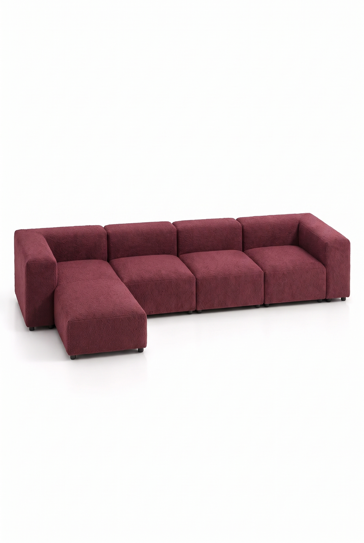 Karina Mulberry Modular L-Shape Sofa With Extended Chaise