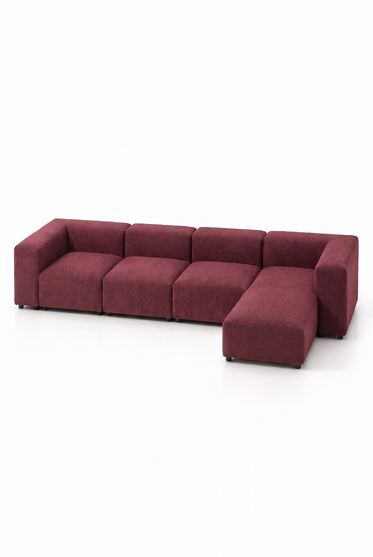 Karina Mulberry Modular L-Shape Sofa With Extended Chaise