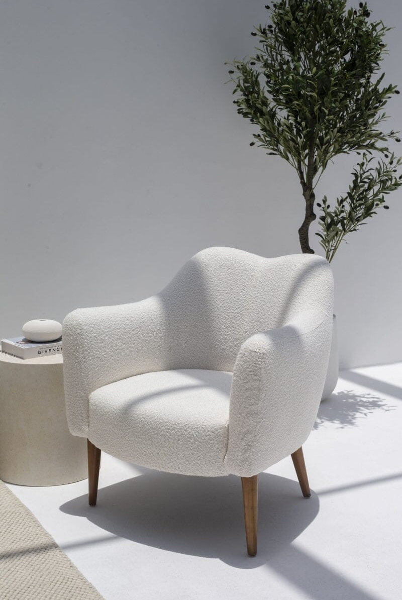 Kent Boucle Armchair with Irregular Top