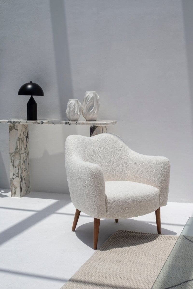 Kent Boucle Armchair with Irregular Top