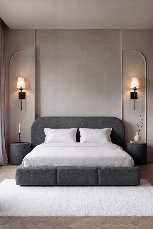 Kosta Charcoal Upholstered Platform Bed
