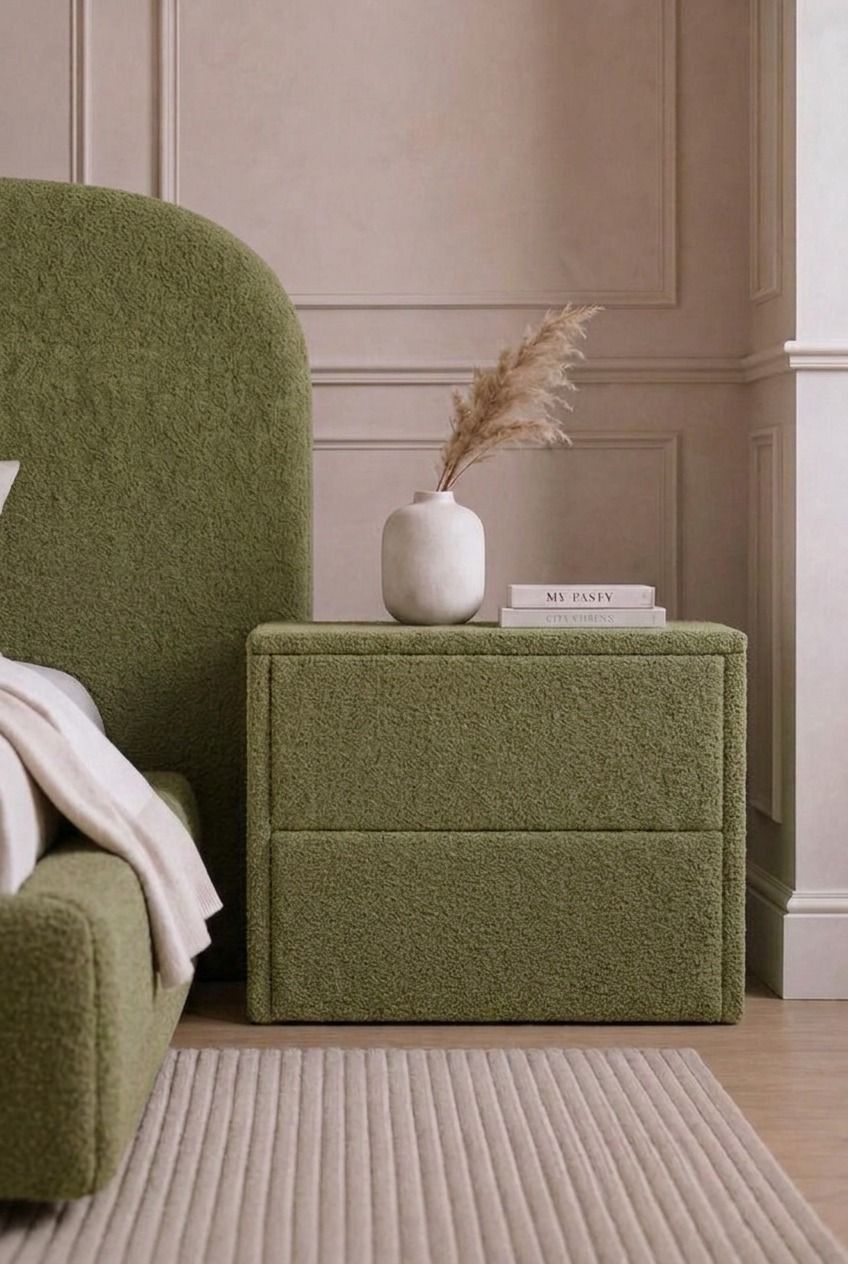 Kosta Light Olive Green Rectangular Bedside Table