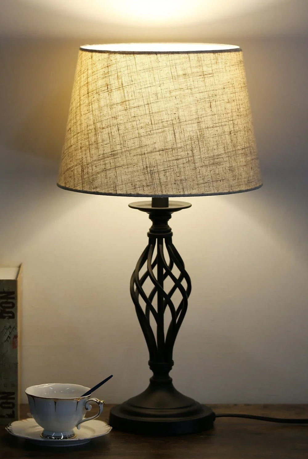 Spiral Cage Fabric Table Lamp